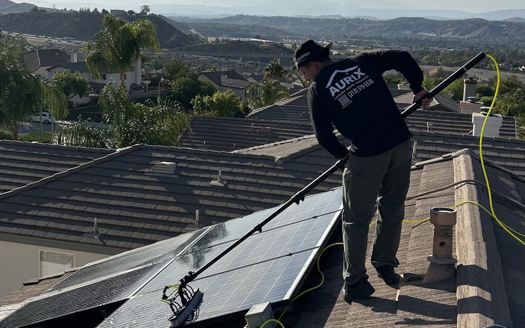 Commercial solar panel cleaning